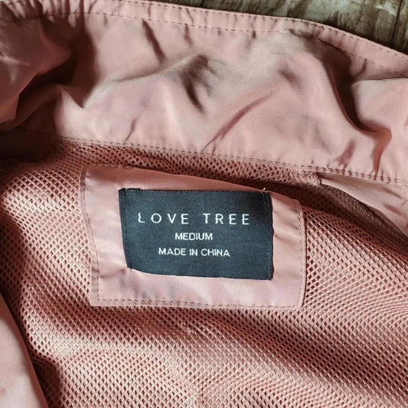LOVE TREE Dusty Rose Pink Cropped Zip-Up Windbreaker Jacket Size Medium - Picture 4 of 15